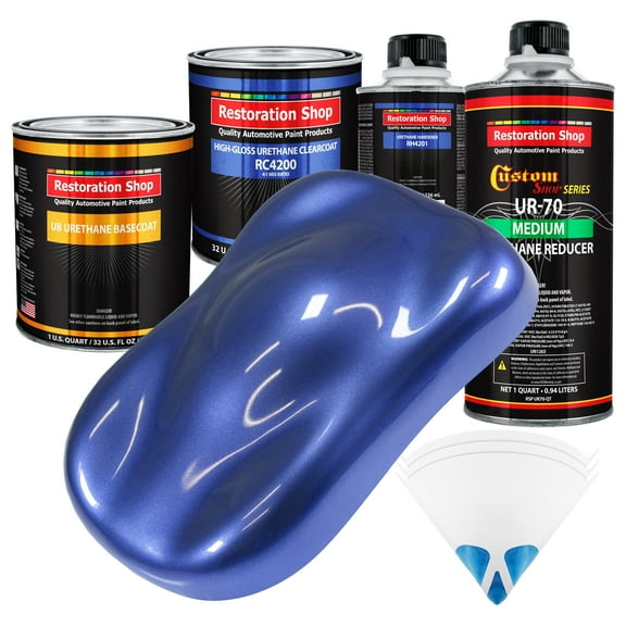 Indigo Blue Metallic Quart URETHANE BASECOAT CLEARCOAT Car Auto Body Paint Kit