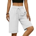 thumbnail image 5 of Lmueinov Women's Bermuda Shorts, High Waisted Pleated Dress Shorts with Drawstring, Casual Knee Length Summer Work Business Pants, 5 of 5