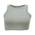 thumbnail image 4 of Women Basic Knit Summer Sleeveless Stretch  Neck Crop Tank Tops, 4 of 6