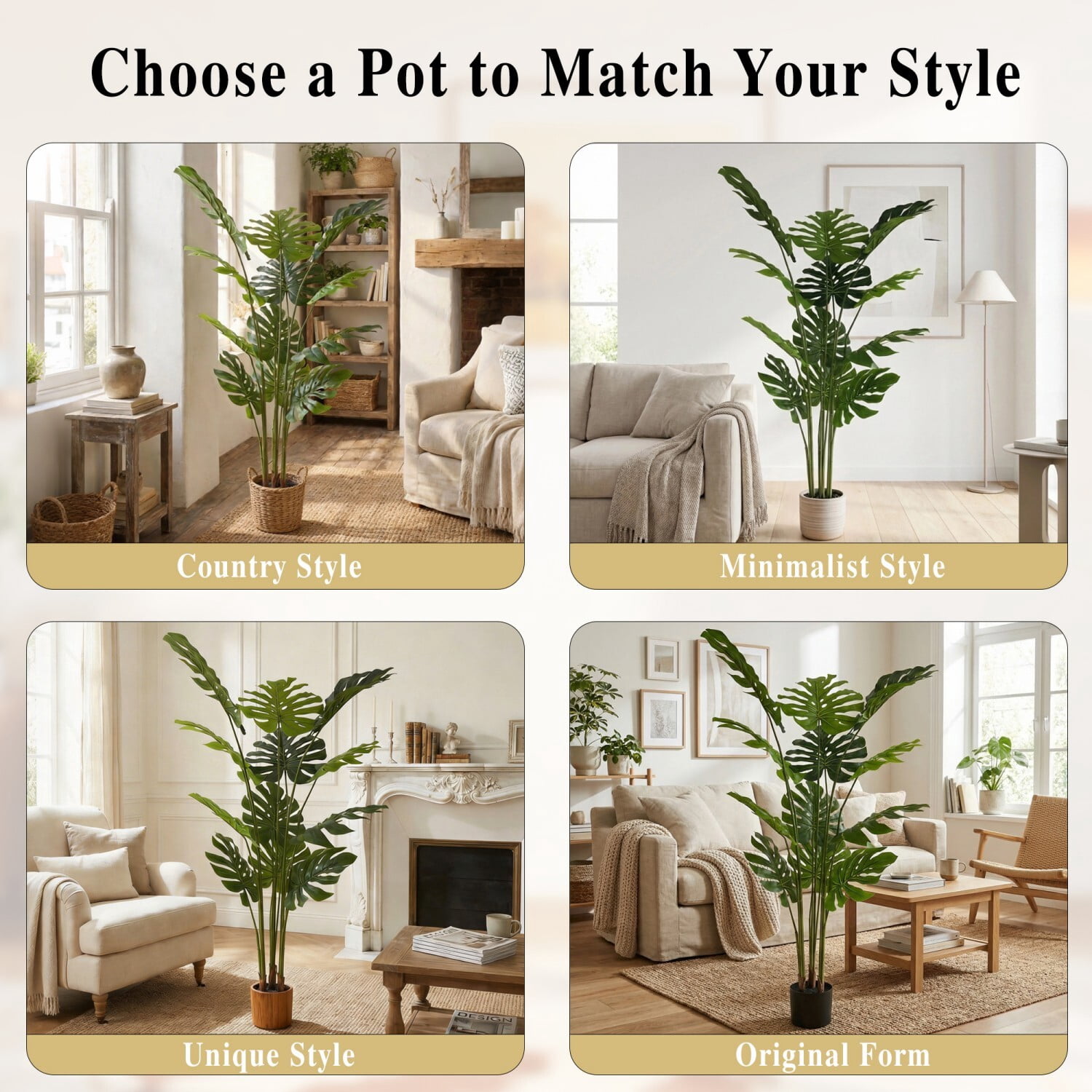Easy4Home 4FT Artificial Plant Fake Tropical Potted Tree Indoor Faux Floor Plant for Home Office Decor, White Pot