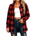 thumbnail image 2 of Lmueinov Flannel Shirts for Women Oversized Long Sleeve Womens Plaid Button Down Shirt Shacket Jacket Fall Fashion Blouses Top, 2 of 4