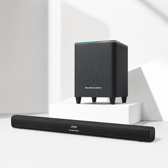 Barra de sonido 2.1 con subwoofer alambrico 600w Audiobahn ASBAR1100PACK
