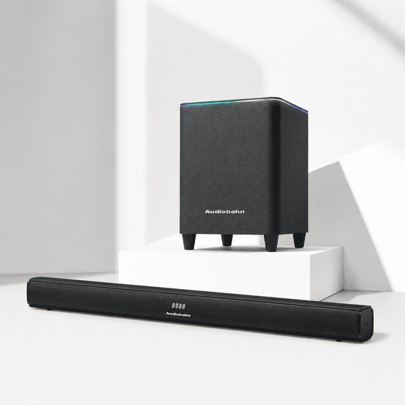 Barra de sonido 2.1 con subwoofer alambrico 600w Audiobahn ASBAR1100PACK