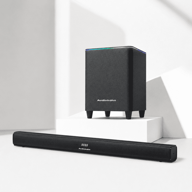 Barra de sonido 2.1 con subwoofer alambrico 600w Audiobahn ASBAR1100PACK