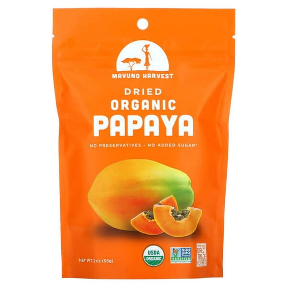 Mavuno Harvest, Organic Dried Papaya, 2 oz Pack of 4
