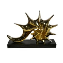 Gold Sea Urchin Resin Statue on Black Base 12" x 3" x 10"H