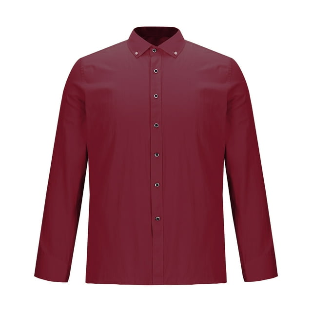 RXIRUCGD Chemise Homme Affaires Col Rabattu Bouton Perçage Manches Longues, Rouge, Taille : S
