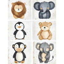 Cute Animals Watercolor Wall Art Prints/Canvas Painting,Suitable for Nursery,Kids Room,Living Room,Bedroom,Playroom.