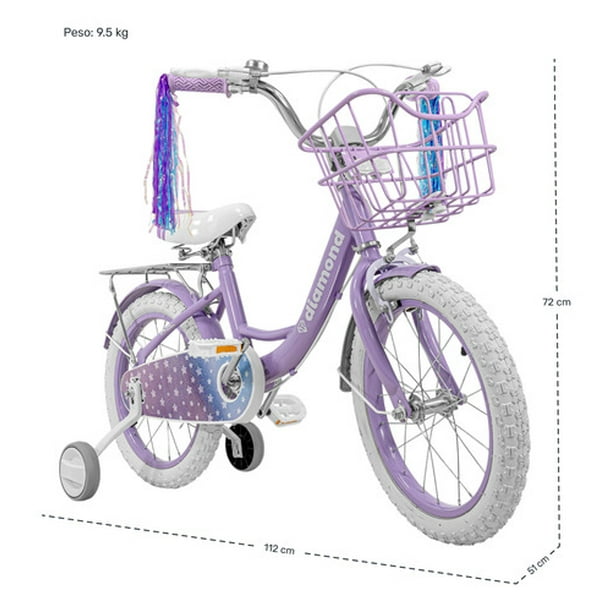 Bicicleta Infantil Little monkey Morada Rodada 16 Con Canasta