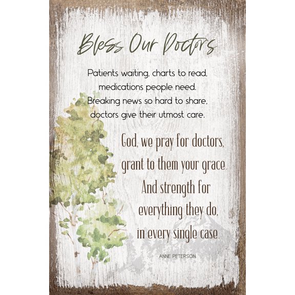 DEXSA Bless Our Doctors Inspirational Wood Plaque 6 inches x 9 inches