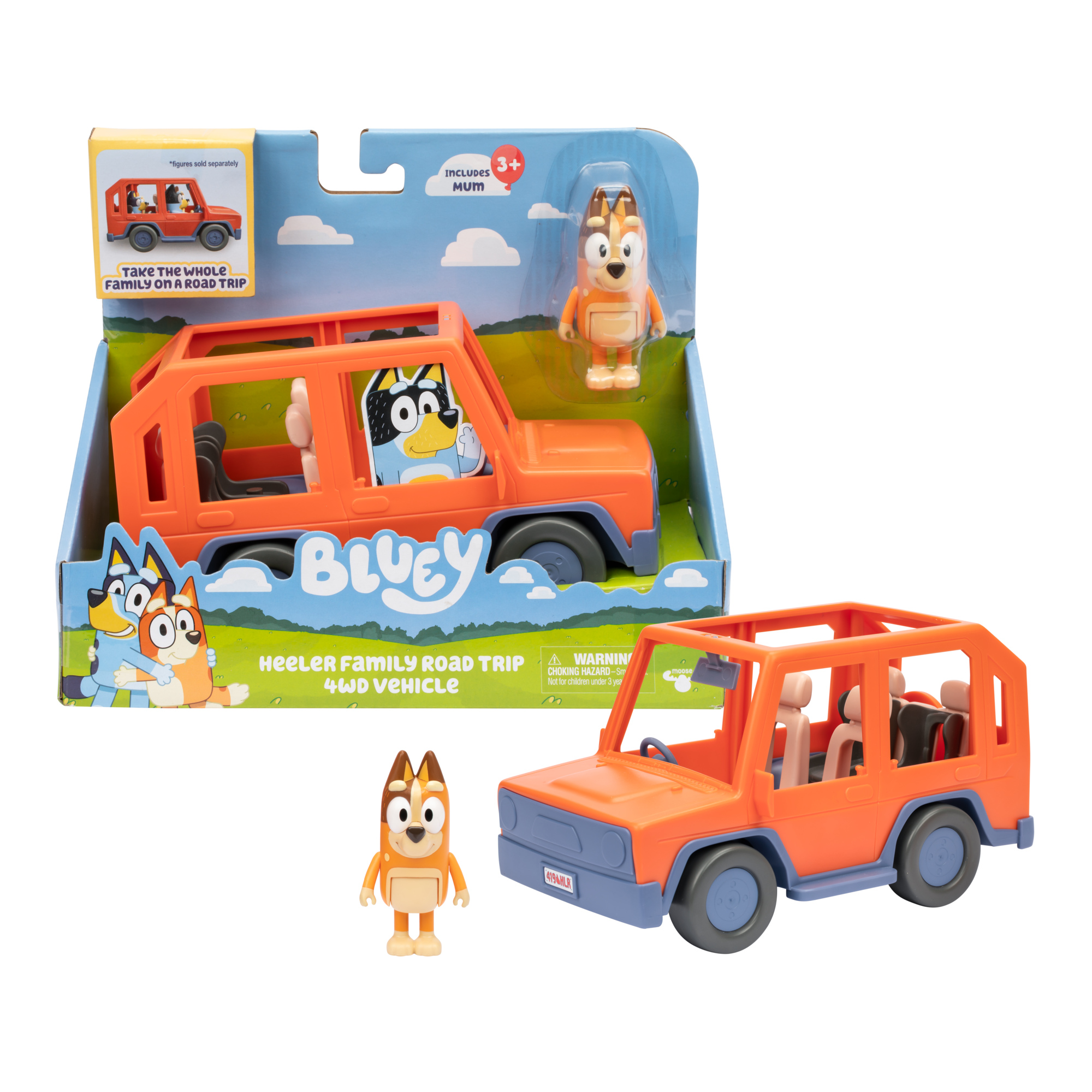Bluey Family Road Trip Play Vehicle, Includes Chilli Fits 4 Bluey Figures , Toys for Kids 3-6 Years