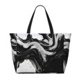 thumbnail image 2 of Fotbe Fluid Black White Paint Swirls Bolsa de Viaje para Playa - Resistente al Agua, Bolsa Tote de Gran Capacidad y Ligera con 7 Bolsillos para Mujeres y Hombres, 2 of 7