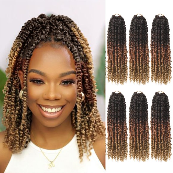 Bileaf Passion Twist Hair 10 Inch Crochet Hair Pre Lopped Crochet Boho Passion Twist Crochet Hair 8 Packs Bohemian Short Crochet Twist Braiding Hair Passion Twists Ombre Color 4-30-27