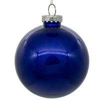 Vickerman 6" Clear Ball Christmas Ornament with Cobalt Blue Glitter Interior, 4 Pieces per bag