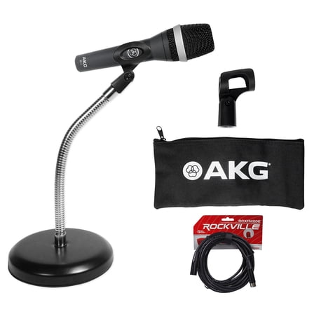 AKG D5 C Professional Dynamic Vocal Microphone D5C Gooseneck Desk Stand Cable