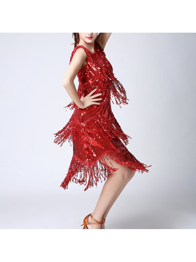 Salsa Dance Recital Routine Stage Club Performance Competition Dresses Red  - Walmart.com