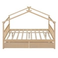 thumbnail image 4 of Harper & Bright Designs Full Size Wooden House Bed with 2 Storage Drawers, Wood Montessori Daybed Frame with Roof, Natural, 4 of 11