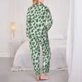 thumbnail image 3 of Pajama Sets for Women 2 Pcs, green leopard print design Button Down Long Sleeve Sleepwear Lounge PJ Sets, 3 of 6