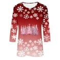 thumbnail image 5 of asdoklhq Christmas Ugly Christmas Sweater Women Fashion Women's Comfortable Round-Neck 3/4 Sleeve Print Casual T-shirt Blouse Red L, 5 of 6