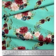 thumbnail image 3 of Soimoi Green Rayon Fabric Ranunculus & Penoy Floral Print Print Fabric by the Yard 42 Inch Wide, 3 of 3