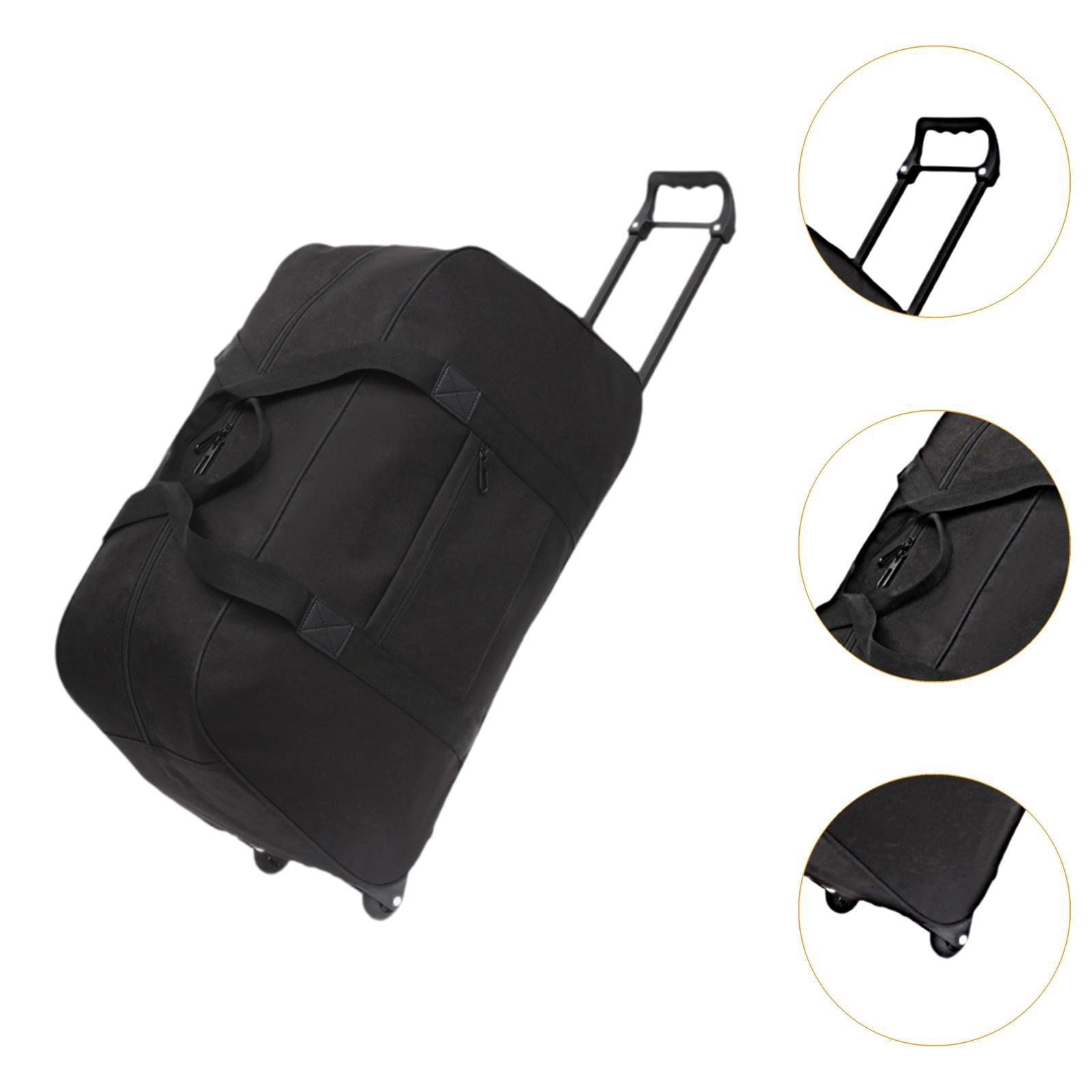 Wzmzjy Wheeled Duffel Bag Suitcase Telescoping Handle Handbag Men Women Multifunctional black