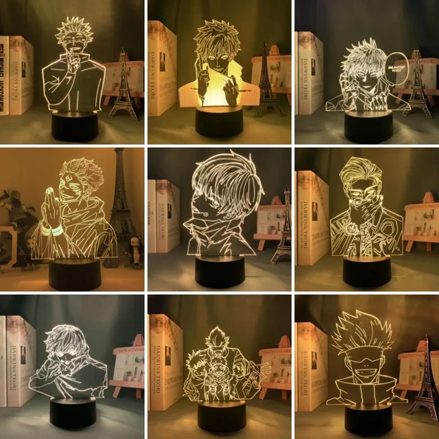Jujutsu Kaisen Inumaki Toge lámpara LED 3D, Ryomen Sukuna Satoru Gojo Itadori Yuji Manga, regalos para niños, decoración de luces nocturnas de Anime