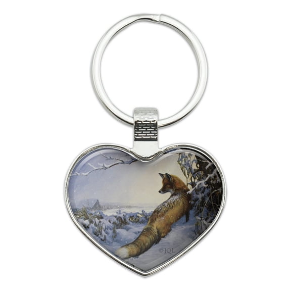 Fox Tail End of the Storm Heart Love Metal Keychain Key Chain Ring
