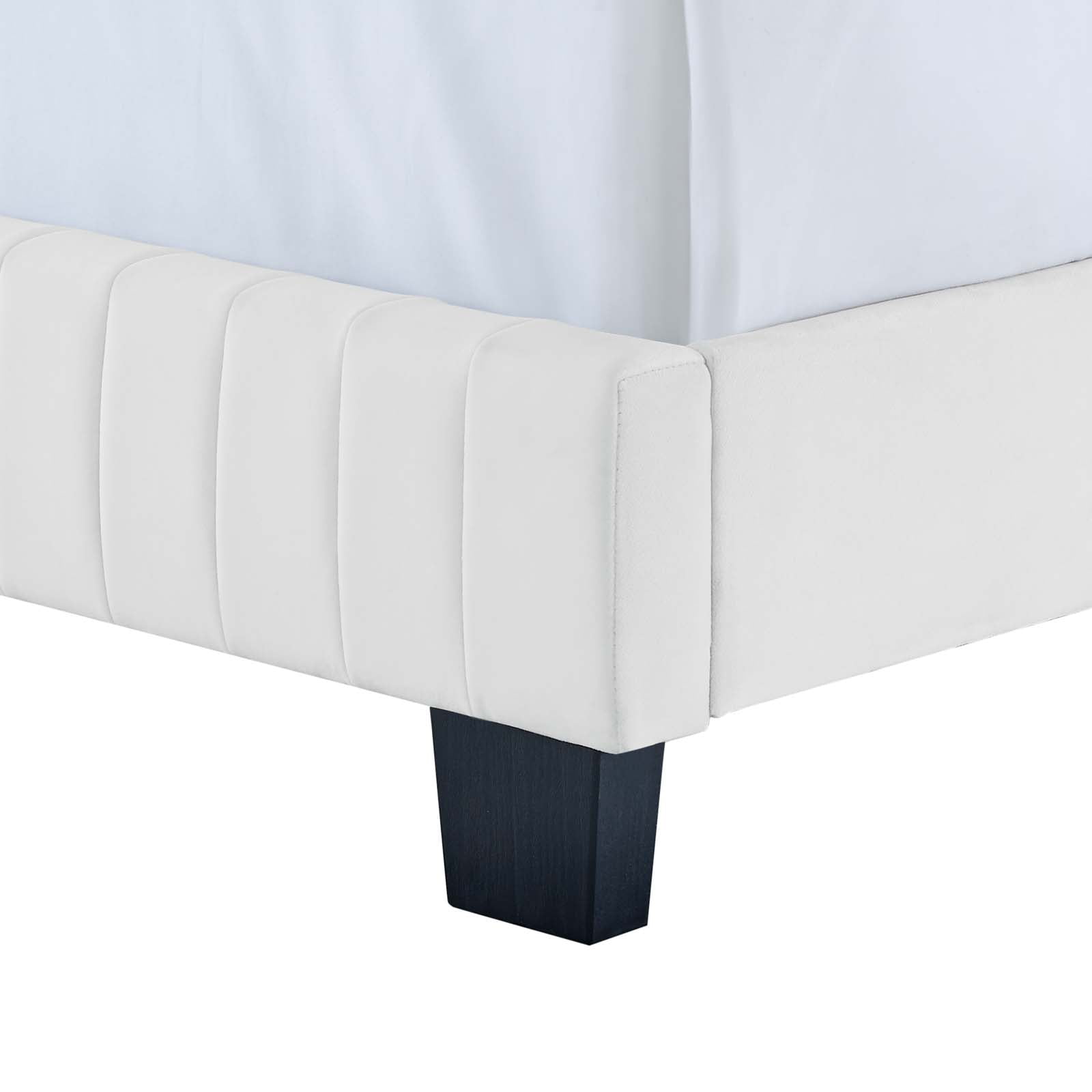 Tufted Platform Bed Frame, King Size, Velvet, White, Modern Contemporary Urban Design, Bedroom Master Guest Suite
