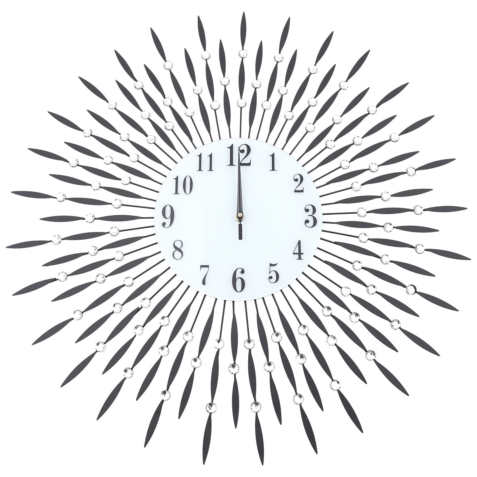 Miumaeov Wall Clock 27.5" Large Sunburst Clock NonTicking Silent Metal