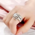 thumbnail image 5 of 2 Pcs/Set Women Jewelry 925 Silver Ring Cubic Zirconia Charm Party Gifts Sz 6-10, 5 of 8