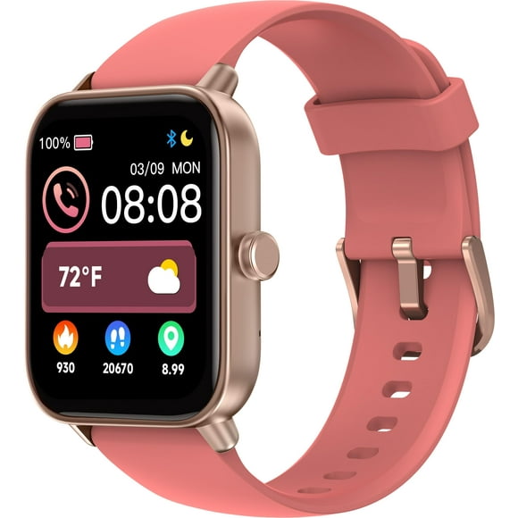 TOOBUR Smart Watch for Women Alexa Built-in, 1.8" Compatible Android iOS, Answer&Make Call/Heart Rate/Step Counter/Sleep Tracker/100 Sports, Fitness Tracker Watch IP68 Waterproof Swimming, Red
