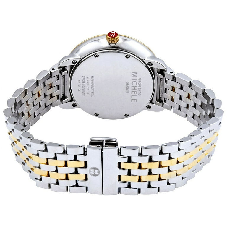 Michele 36mm Serein Mid Ladies Watch, Two Tone Diamond, 18k Gold