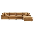 thumbnail image 5 of Modway Commix 5-Piece Down Filled Overstuffed Performance Velvet Sectional Sofa in Cognac, 5 of 5