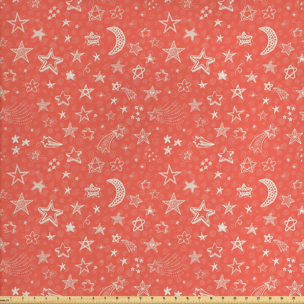 Star Fabric by The Yard, Moon and Stars Theme Pattern Starry Night ...