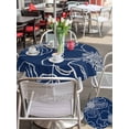 thumbnail image 5 of Outdoor Tablecloths with Umbrella Hole & Zipper, Blue Flowers Round Tablecloths 60 Inch, Spring Floral Botanical Modern Art Waterproof Table Cloth, Patio/Pool/Picnic Table Covers, 5 of 8