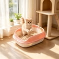 thumbnail image 2 of HOARBOEG Semi-Enclosed Cat Litter Box with Top Entry Lid and High Sides, Odor Control Covered Kitty Litter Pan with Scoop Filter for Anti Scatter, Indoor Cat Toilet Pink, 2 of 6