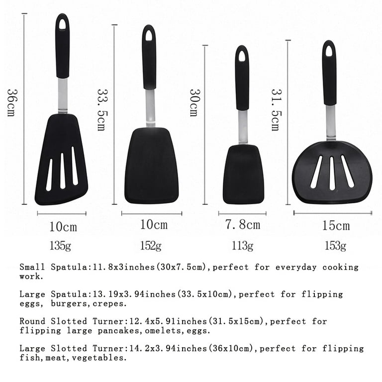 wiztoynia silicone spatula turner, 4-pack spatulas silicone 600f