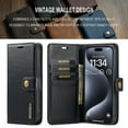 thumbnail image 3 of Dteck Case for iPhone 15 Pro Max Wallet 2 in 1 Magnetic Detachable Folio Flip Leather Case for Men Women,Black, 3 of 6