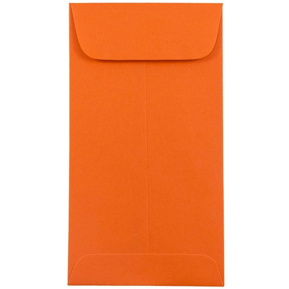 JAM Paper No. 7 Coin Envelopes, 3 1/2 x 6 1/2, Orange, 100/Pack