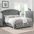 thumbnail image 4 of Furniture of America Gijit Glam Fabric Wingback Tufted King Bed in Gray, 4 of 6
