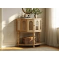 thumbnail image 3 of Console Tables for Entryway, Half-Moon Sofa Table with Storage, Modern Fluted Entry Table, Semi-Circle Entryway Table with Glass Doors,Gold Knob, and Solid Wood Leg for Hallway & Living Room(Natural), 3 of 15