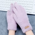 thumbnail image 4 of Sunjoy Tech 1 Pair Women Winter Gloves Cozy Solid Color Full Finger Plush Elastic Keep Warm Furry Thicken Lady Gloves Winter Daily Gloves, 4 of 4