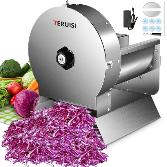 Electric Vegetable Slicer, 120W Commercial Fruit Cutter Machine, Adjustable Thickness 0-0.5 inch, Stainless Steel 2-in-1 Manual/Electric Food Slicer for Lemon/Potato/Onion/Tomato, 110V