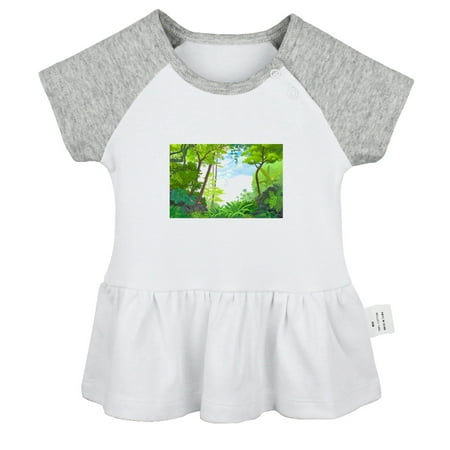 

Nature Jungle Pattern Dresses For Baby Newborn Babies Skirts Infant Princess Dress 0-24M Kids Graphic Clothes (Gray Raglan Dresses 18-24 Months)