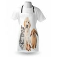 thumbnail image 4 of Dog and Cat Apron, Front Scene of a Bunny Piglet Cat and a Dog Staring, Unisex Kitchen Bib with Adjustable Neck for Cooking Gardening, Adult Size, Pale Peach Taupe, by Ambesonne, 4 of 4