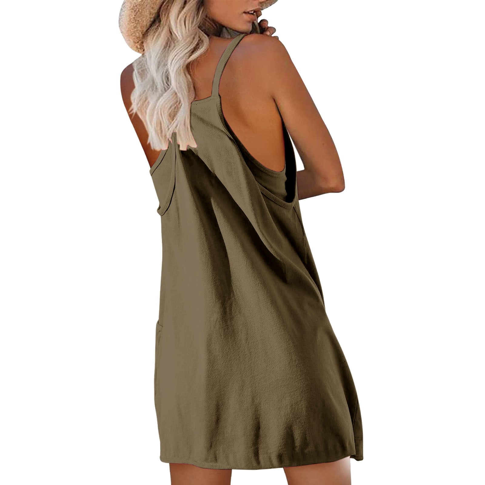 GILIGEGE Womens Athletic Dress Hot Shot Mini Dress Built In Shorts Summer Workout Romper Dress 2025 Trendy Outfit Workout Romper Dress with Shorts Sleeveless Spaghetti Straps Athletic Vacation