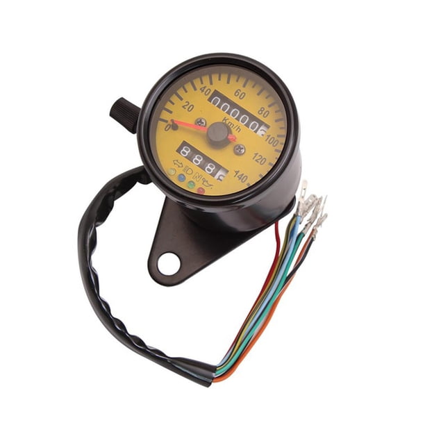 Sidaley Velocímetro Universal para motocicleta, tacómetro de nivel de aceite de 12V y 140kmh con ajuste de modificación de indicador LED Accesorios para motos