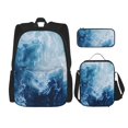 thumbnail image 1 of Balery Abstract Ocean Waves Mochila escolar 3 en 1 para niños: mochila resistente con lonchera térmica y estuche para lápices. Mochila escolar para niños y niñas., 1 of 7