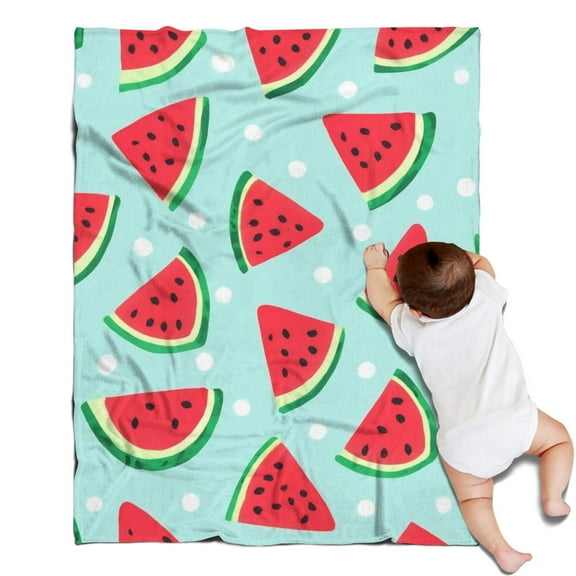 Summer Watermelon Blanket,Comfortable Soft Flannel Throw Blanket,All Season,Warm Lightweight Blankets for Sofa Bed Couch Living Room Chair,30"x40"(80x100cm)