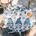 thumbnail image 2 of Blue Gnomes Christmas Round Tablecloth, Fitted Table Cover with Elastic for 45"-54" Round Tables, Xmas Ball Snowflake Gifts Botanical Wooden Table Cloth Outdoor Dinning Party Waterproof Tablecloths, 2 of 7